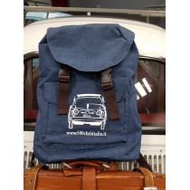 Blue backpack with 500 print on pocket