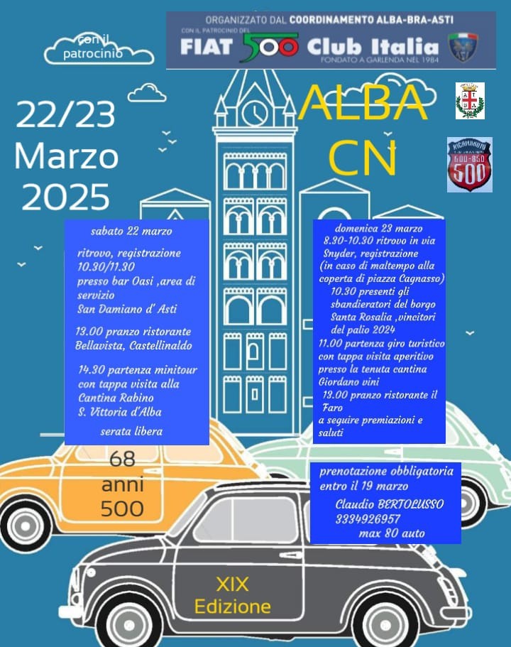 coord Alba Bra Asti - Fiat 500 Club Italia
