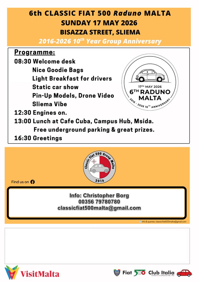 Partner esteri Malta - Fiat 500 Club Italia